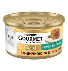 Корм для котов Gourmet Gold нежные биточки с индейкой и шпинатом 85 г Purina