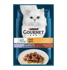 Корм для котов Gourmet Perle Duo с телятиной и уткой в подливе 85 г Purina