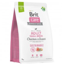 Сухой корм для собак до 10 кг Dog Sustainable Adult Small Breed  с курицей и насекомыми 3 кг Brit Care