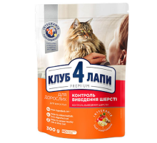 Сухой корм для взрослых котов Adult Cats Hairball Control для выведения шерсти 300 г  Клуб 4 лапы