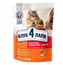 Сухой корм для взрослых котов Adult Cats Hairball Control для выведения шерсти 300 г  Клуб 4 лапы