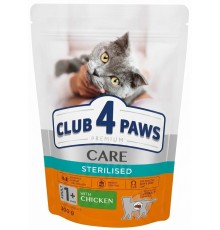 Сухой корм для стерилизованых котов Adult Cats Sterilisedl 300 г Клуб 4 лапы