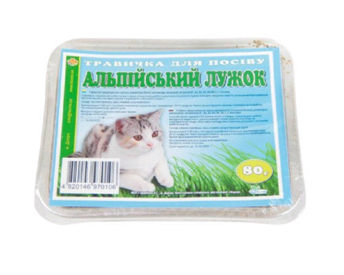 Трава для кошек в контейнере Альпийский лужок витаминная добавка 80 г Фауна