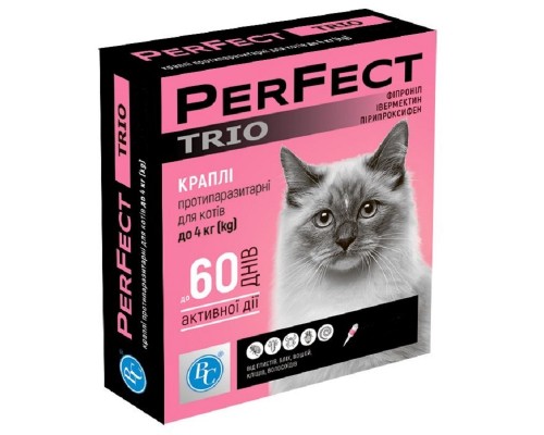 Перфект Perfec TRIO протипаразитарні краплі для котів до 4кг 0,6мл  Ветсінтез