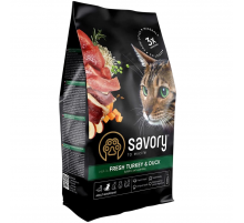 Сухой корм для стерилизованых котов Adult Cat Steril Fresh Turkey and Duck из свежего мяса индейки и утки 0,4 кг Savory