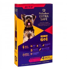 Капли на холку для собак до 4 кг Dog Extra Safe 6in1 от блох и глистов №1 Palladium