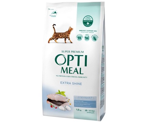 Сухой корм для котов Adult Cat Cod Fish с высоким содержанием трески 1,5 кг Optimeal