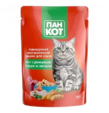 Корм д/кот Пан Кот с мясом домашней птицы и овощами рагу пауч 100 г/24ящ