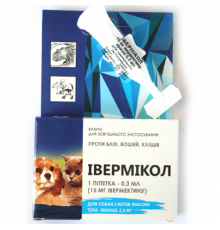Капли на холку для кошек и собак 2,5 кг Ивермикол 0,3 мл широкий спектр противопаразитарного действия №1 Фарматон срок 04.2026
