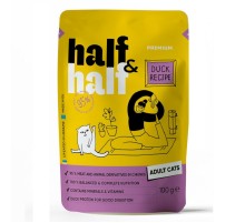 Корм для взрослых кошек Half and Half кусочки с уткой в соусе 100 г Half&Half