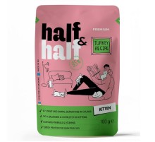 Вологий  корм для кошенят Half&Half з індичкою у желе  пауч 100г