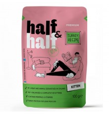 Вологий  корм для кошенят Half&Half з індичкою у желе  пауч 100г