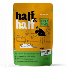 Корм для для стерилизованных кошек Half and Half кусочки с индейкой в желе 100 г Half&Half