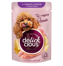 Корм для собак Turkey & Cheese in Cream Soup полоски с индейкой и сыром в крем-супе 85 г Delickcious