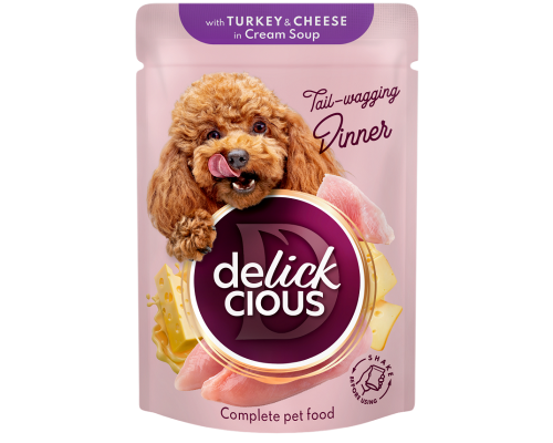 Корм д/соб Деликшес Delickcious пауч індичка та сир в крем супі 85г