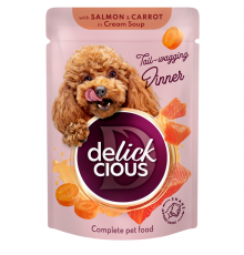 Корм д/соб Делікшес Delickcious пауч лосось та морква в крем супі 85г