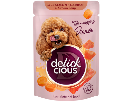 Корм д/соб Делікшес Delickcious пауч лосось та морква в крем супі 85г