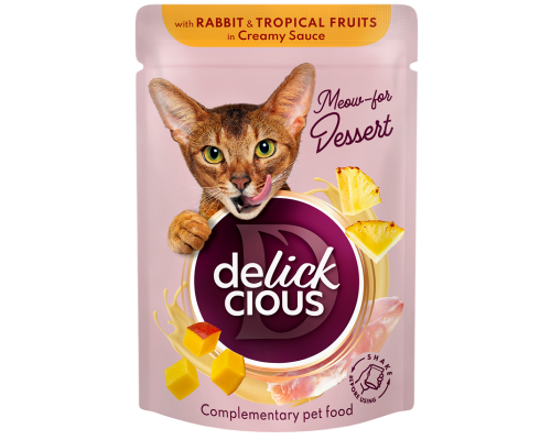 Корм д/кот Деликшес Delickcious пауч кролік та тропічні фрукти в вершковому соусі 80г