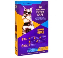 Капли на холку для собак 10-20  кг Dog Extra Safe 6 in 1 от блох и глистов №1 Palladium