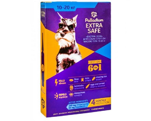 Палладіум краплі від бліх і гельмінтів для собак 10-20 кг Extra Safe 6 в 1
