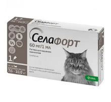 Капли для кошек 7,6-10 кг Селафорт от блох и клещей №1 KRKA