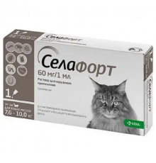 Капли для кошек 7,6-10 кг Селафорт от блох и клещей №1 KRKA