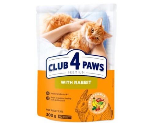 Сухий корм для котів Adult Cats Rabbit з кроликом 300 г Клуб 4 лапи