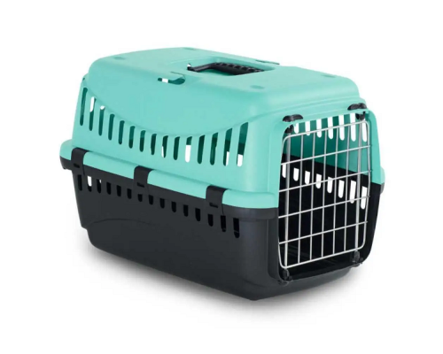 Переноска для котів і собак GIPSY 2 large Green з металевими дверцятами 58*38*38 см Сіро-Блакитна МР Bergamo 