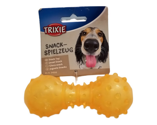Игрушка для собак Гантель термопластичная резина желтая Dog Activity  12 см Trixie
