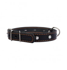 Ошейник  Collar  одинарный с украшениями ширина 14 мм  длина 27-35 см черный 00041