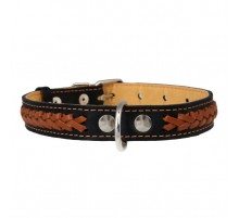 Ошейник Collar двойной с вплетенной косой черный  25 мм 38-50 см 02341