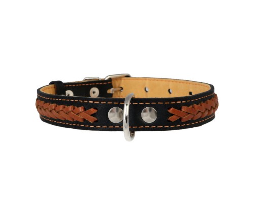 Нашийник Collar подвійний з вплетеною косою чорний 25 мм 38-50 см 02341