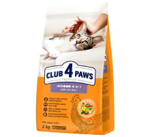 Сухой корм для взрослых котов Adult Cats Indoor 4 in 1 живущих в помещении 2 кг Клуб 4 лапы