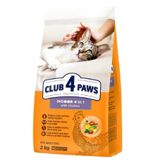 Сухий корм для дорослих котів Adult Cats Indoor 4 in 1 що живуть у приміщенні 2 кг Клуб 4 лапи