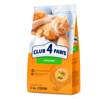 Сухой корм для взрослых котов Premium Adult Cats Chicken с курицей 2 кг Клуб 4 лапы