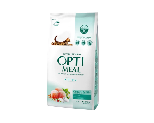 Сухий корм для кошенят з куркою 1,5 кг Optimeal