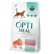 Сухий корм для стерилізованих котів Adult Cat Sterilised Beef and Sorghum з яловичиною та сорго 700 г Optimeal