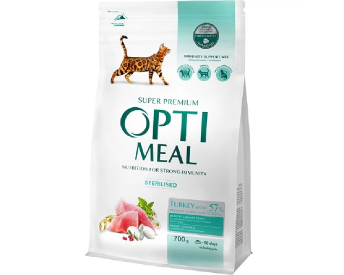 Сухий корм для стерилізованих котів Adult Cat Sterilised Turkey and OAT індичка і овес 700 г Optimeal