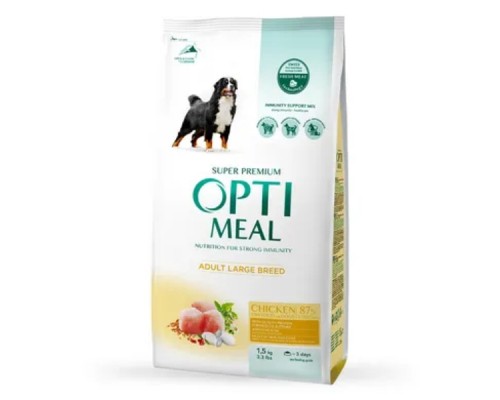 Корм OPTIMEAL для собак больших пород сухой курица 1.5 кг