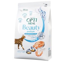 Сухой корм для котов Beauty Podium Shiny Coat & Dental Care блестящая шерсть и уход за зубами с морепродуктами 4 кг Optimeal