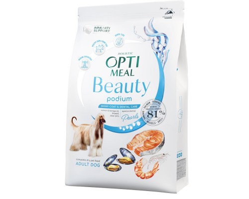 Сухий корм для собак для догляду за шерстю та зубами Beauty Podium Shiny Coat and Dental Care з морепродуктами 4 кг Optimeal