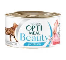 Вологий корм смугастий тунець у соусі з кільцями кальмарів 70 г Optimeal Beauty Podium
