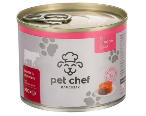Корм для взрослых котов  паштет с говядиной 200 г Pet Chef