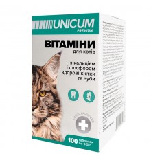 Таблетки  Unicum premium для кошек зубы и кости 100 таблеток Unicum