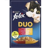 Корм для котов Felix Fantastic Duo с говядиной и птицей в желе 85 г Purina