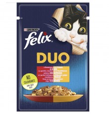 Корм для котов Felix Fantastic Duo с говядиной и птицей в желе 85 г Purina