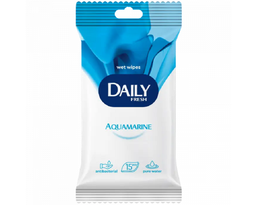 Серветки вологі Daily Fresh Aquamarine універсальні 15 шт
