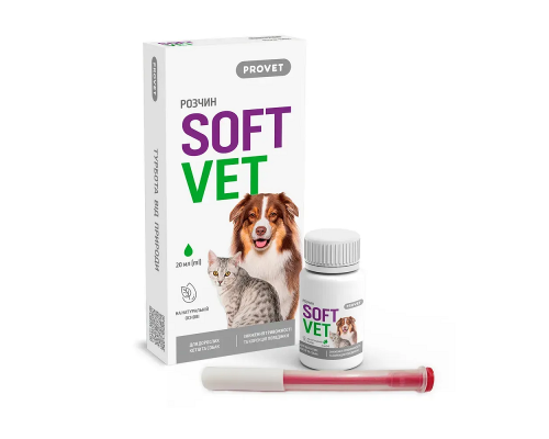 Фитокомплекс Provet SOFTVET антистресова дія та корекція поведінки для дорослих котів та собак 20 мл