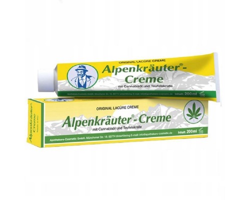 Крем Alpenkrauter-Creme для суставов с экстрактом конопли и лекарственных трав 200 мл Original Lacure