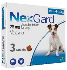 Таблетки жевательные для собак 4-10 кг NexGard от блох и клещей  №3 Merial
